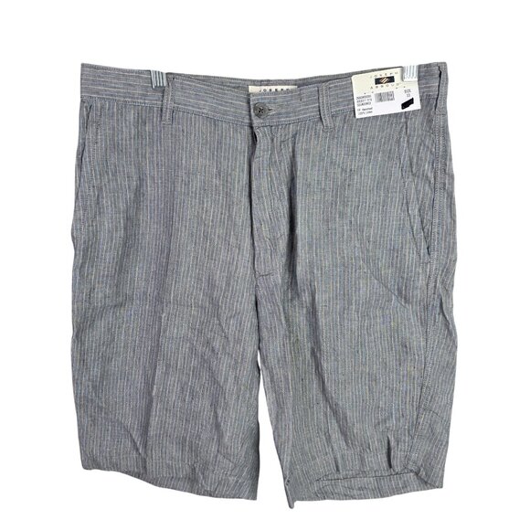 Mens Joseph Abboud Gray Pin Striped Chino Shorts 100% Linen 11" Inseam Size 33 - Picture 1 of 11